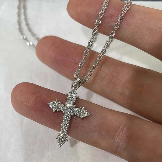 Zircon Cross Pendant Necklace