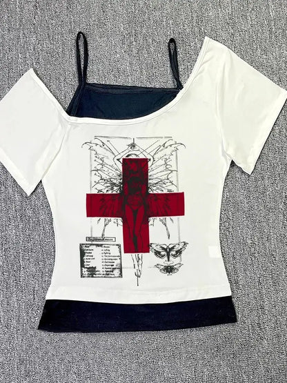 Goth T-shirt Red Cross