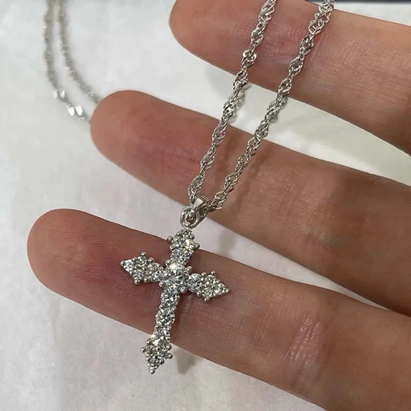 Zircon Cross Pendant Necklace