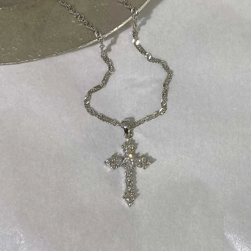Zircon Cross Pendant Necklace