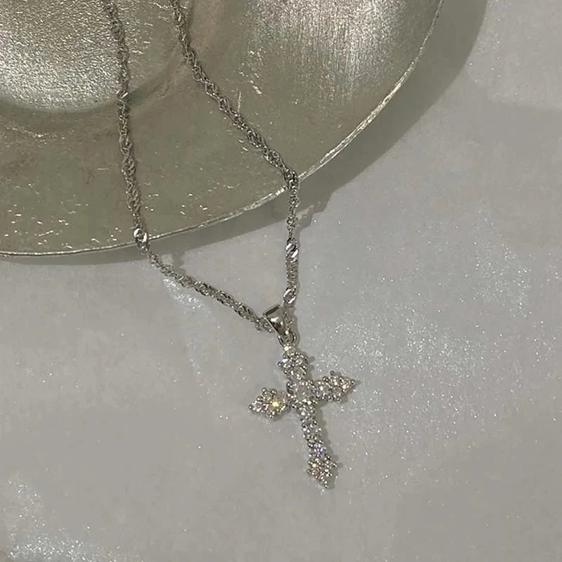 Zircon Cross Pendant Necklace