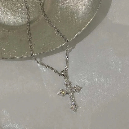 Zircon Cross Pendant Necklace
