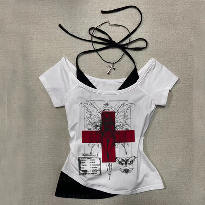 Goth T-shirt Red Cross