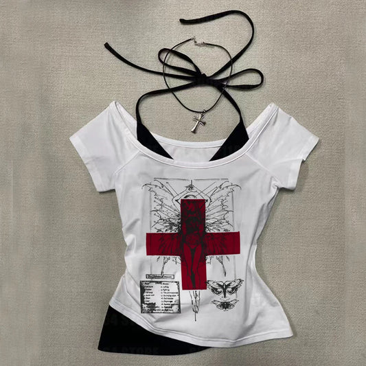 Goth T-shirt Red Cross