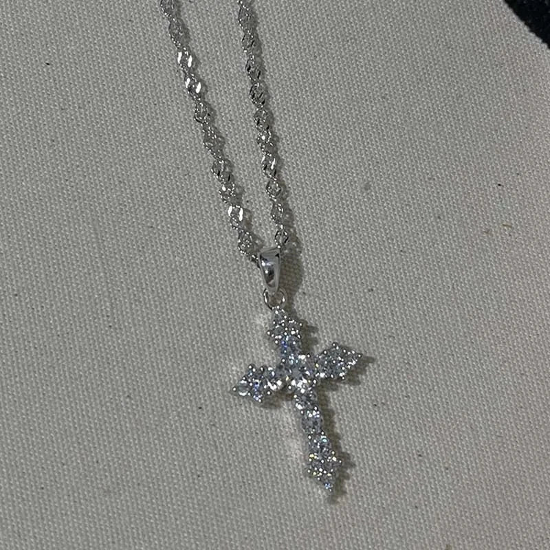 Zircon Cross Pendant Necklace