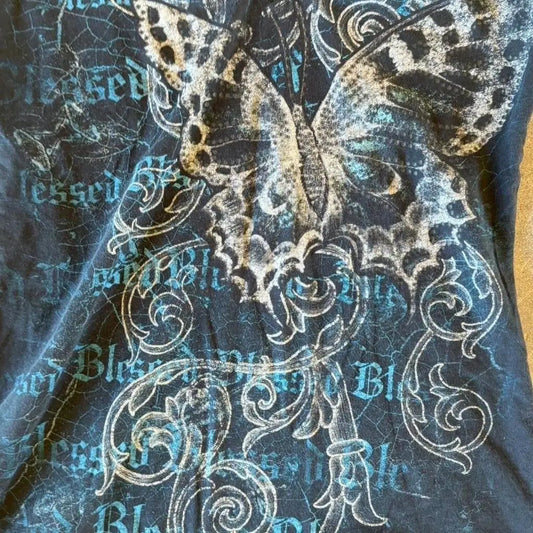 Cropped Butterfly Print T Shirt