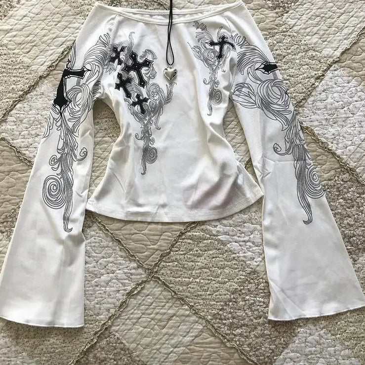 Flare Sleeve Print Tee