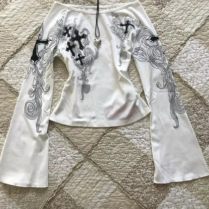 Flare Sleeve Print Tee