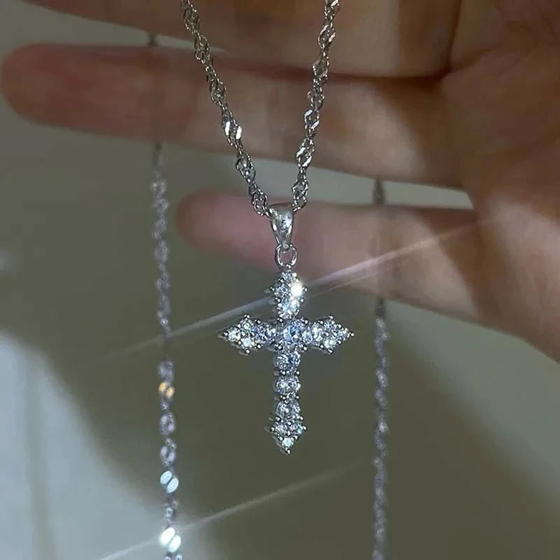 Zircon Cross Pendant Necklace