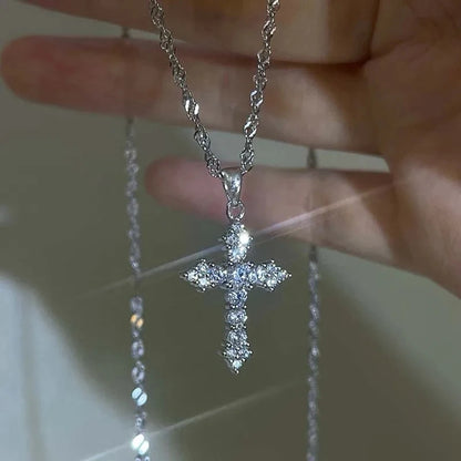 Zircon Cross Pendant Necklace