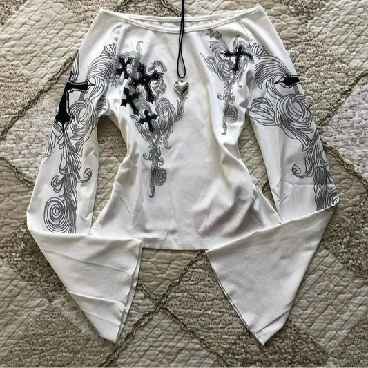 Flare Sleeve Print Tee