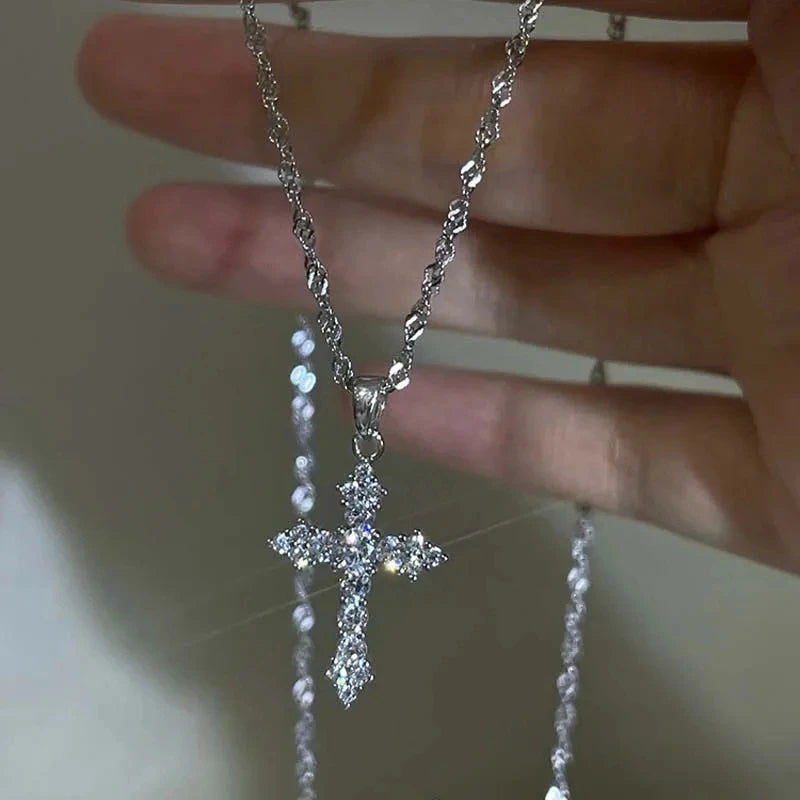 Zircon Cross Pendant Necklace