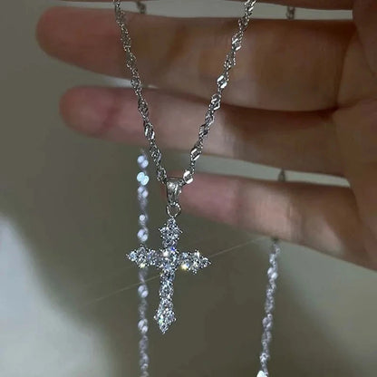Zircon Cross Pendant Necklace